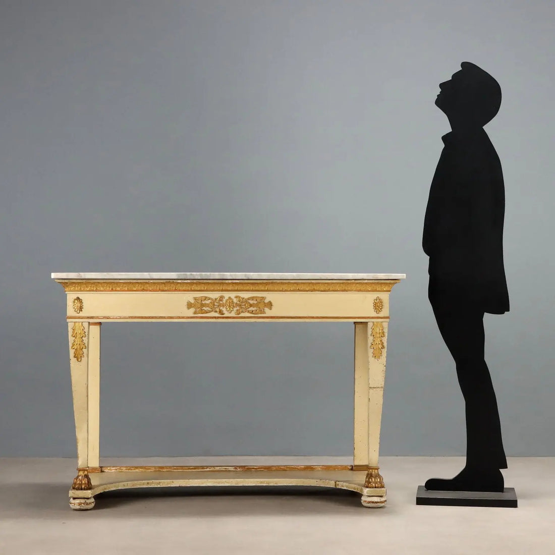 Antique Restoration Console Lacquered Gilded Walnut XIX Century