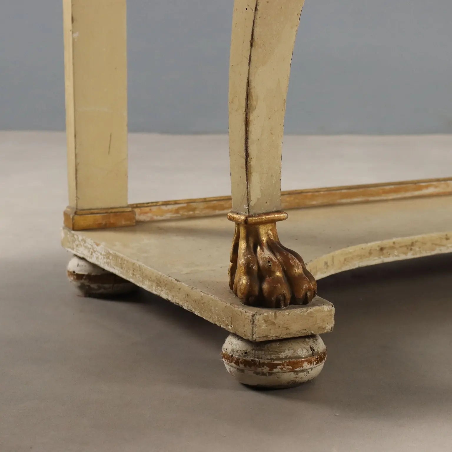 Antique Restoration Console Lacquered Gilded Walnut XIX Century