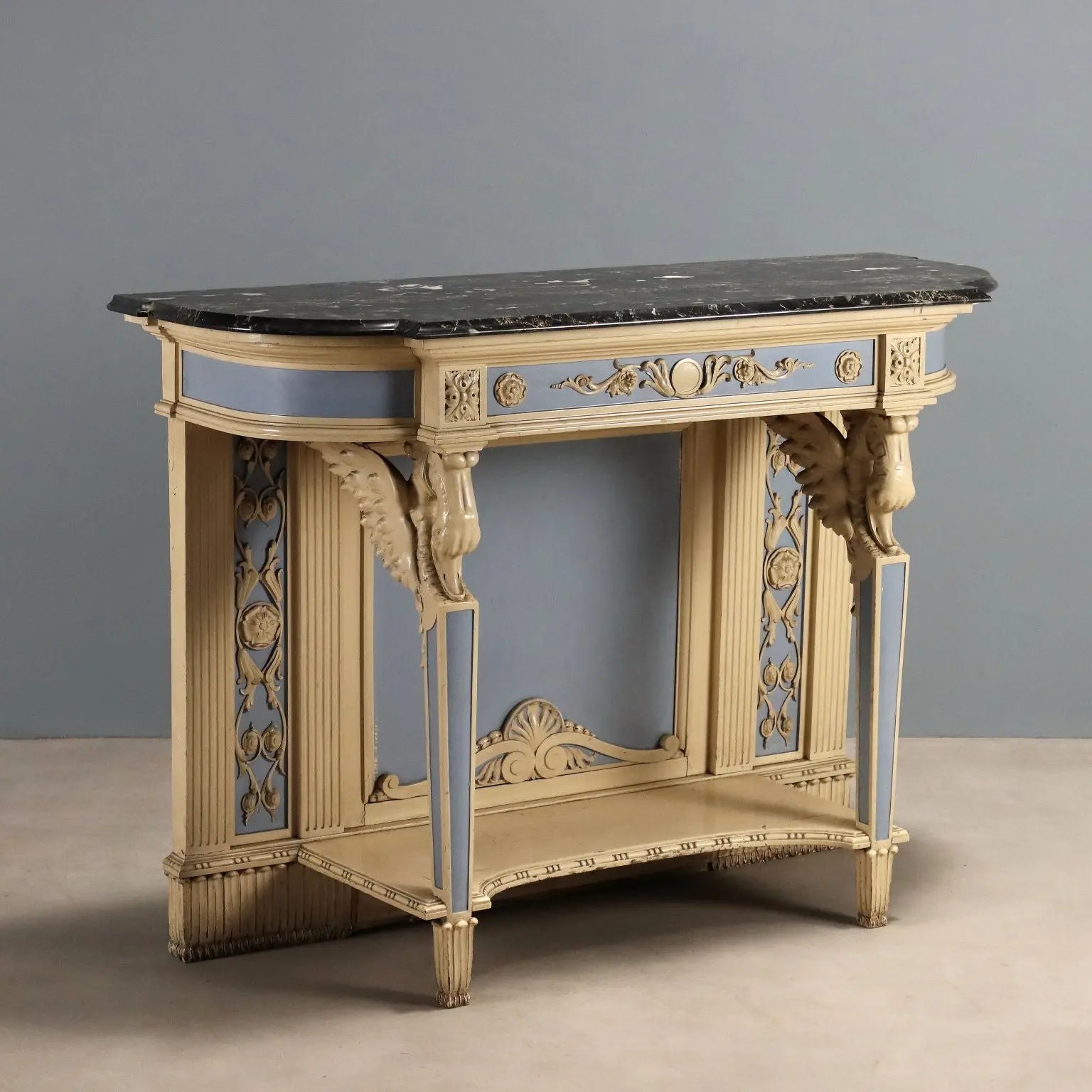 Antique Console Neoclassical Style Carved Wood XIX Century