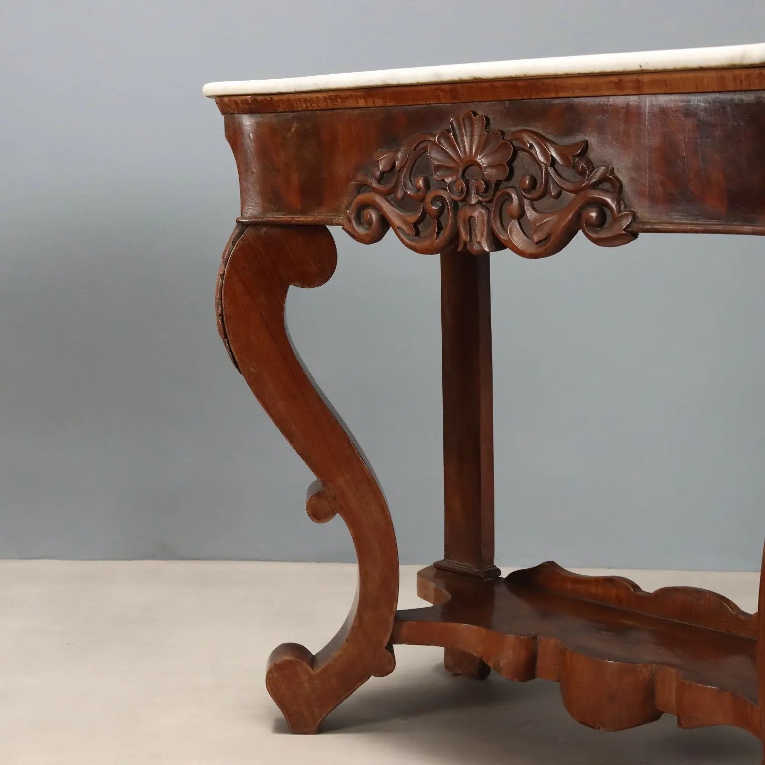 Antique Consoles Louis Philippe Mahogany Marble XIX Century