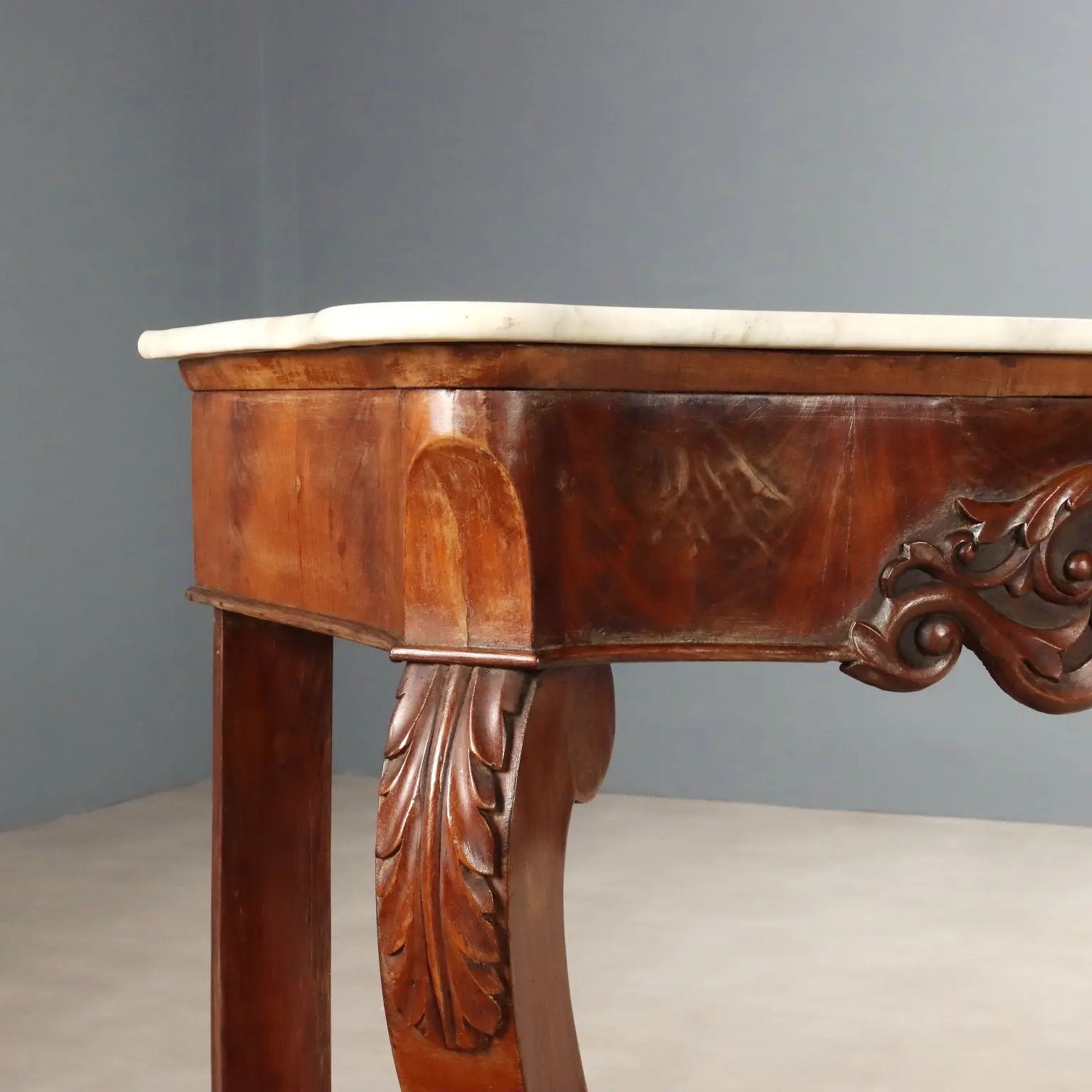 Antique Consoles Louis Philippe Mahogany Marble XIX Century