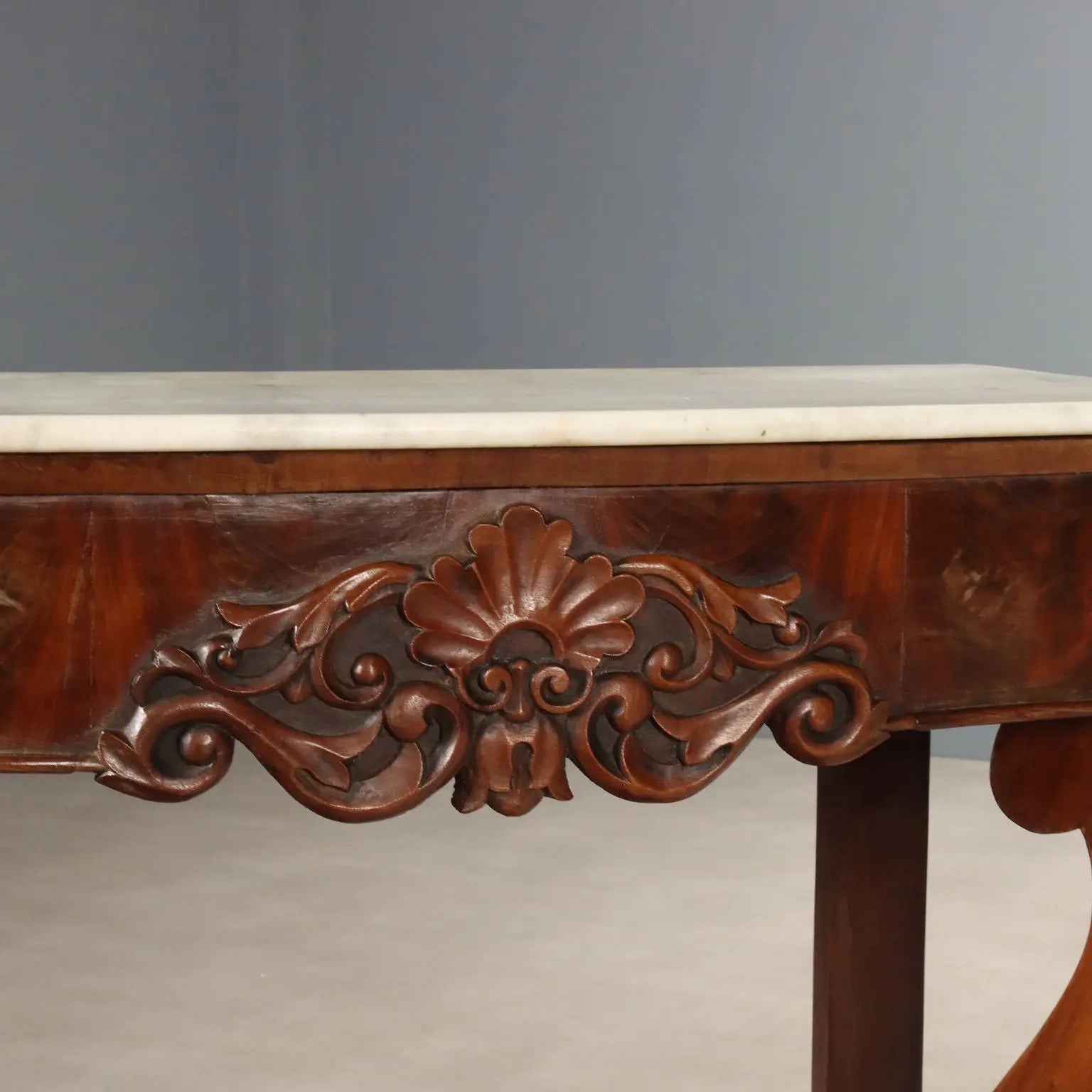 Antique Consoles Louis Philippe Mahogany Marble XIX Century