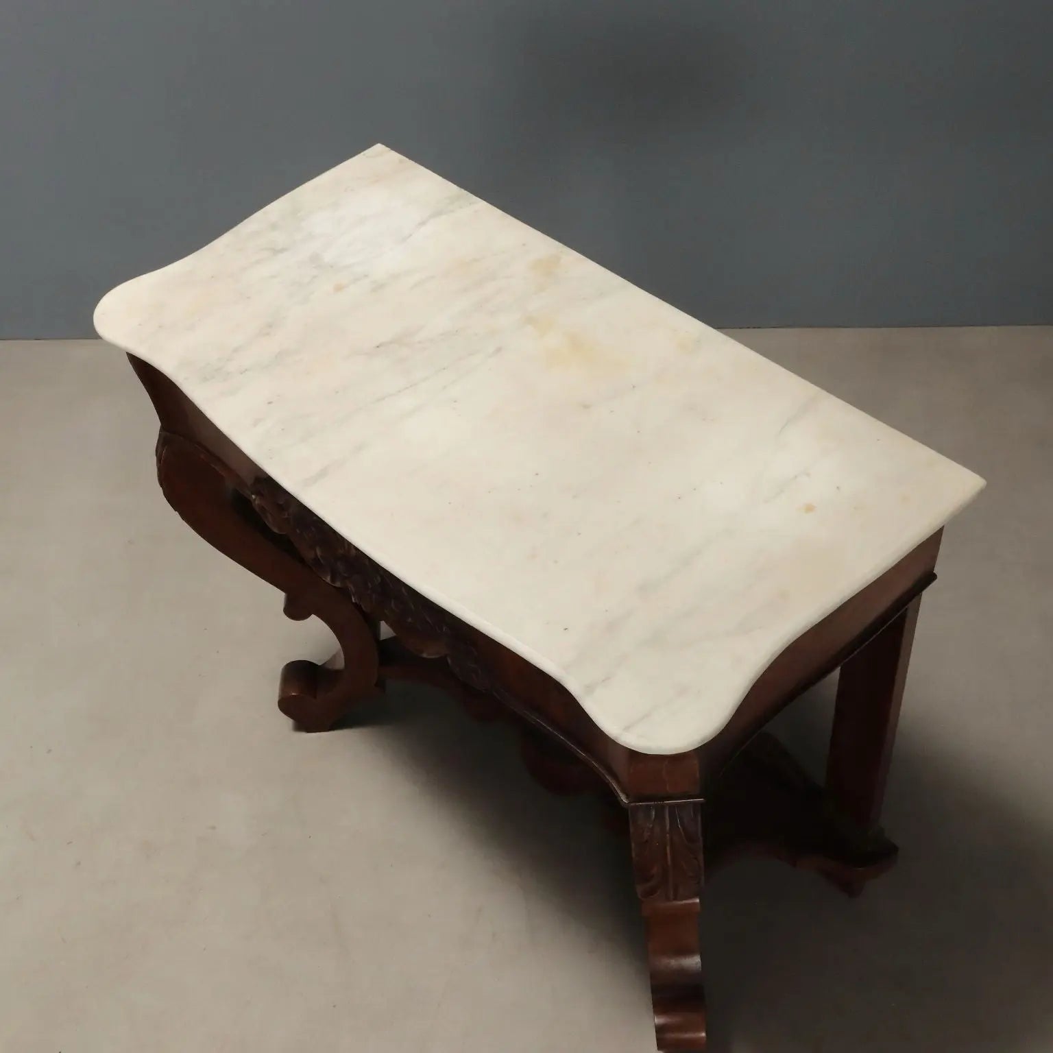 Antique Consoles Louis Philippe Mahogany Marble XIX Century
