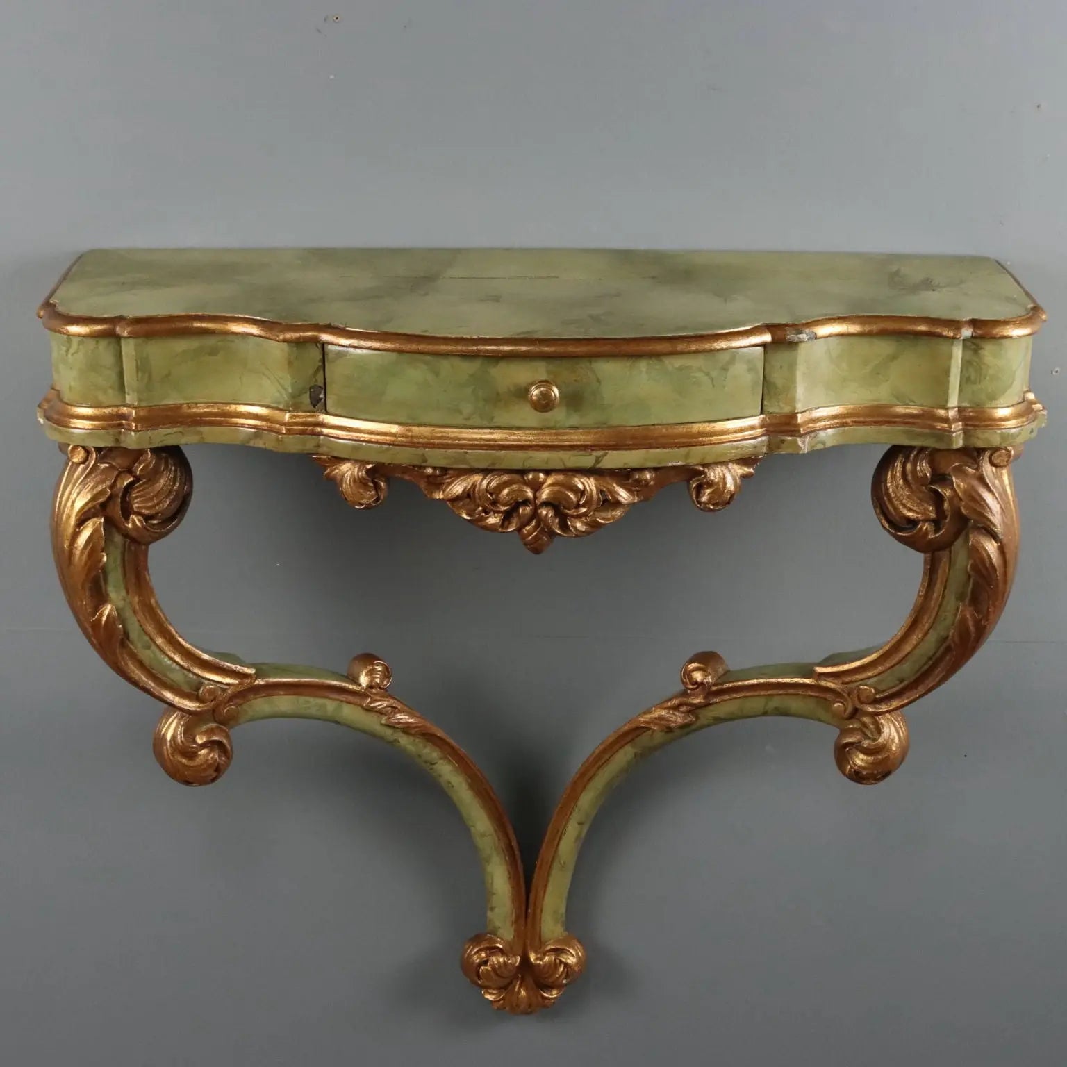 Drop-Leaf Console in Carved Wood, Italy 19th Century