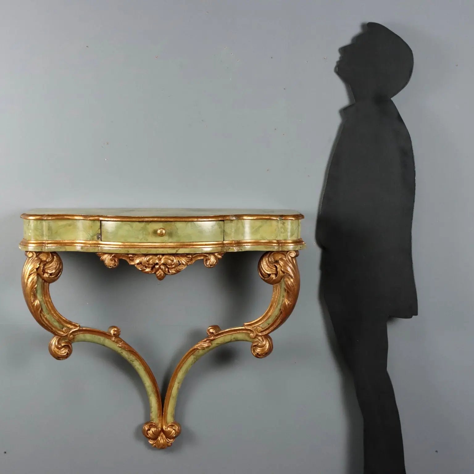 Drop-Leaf Console in Carved Wood, Italy 19th Century