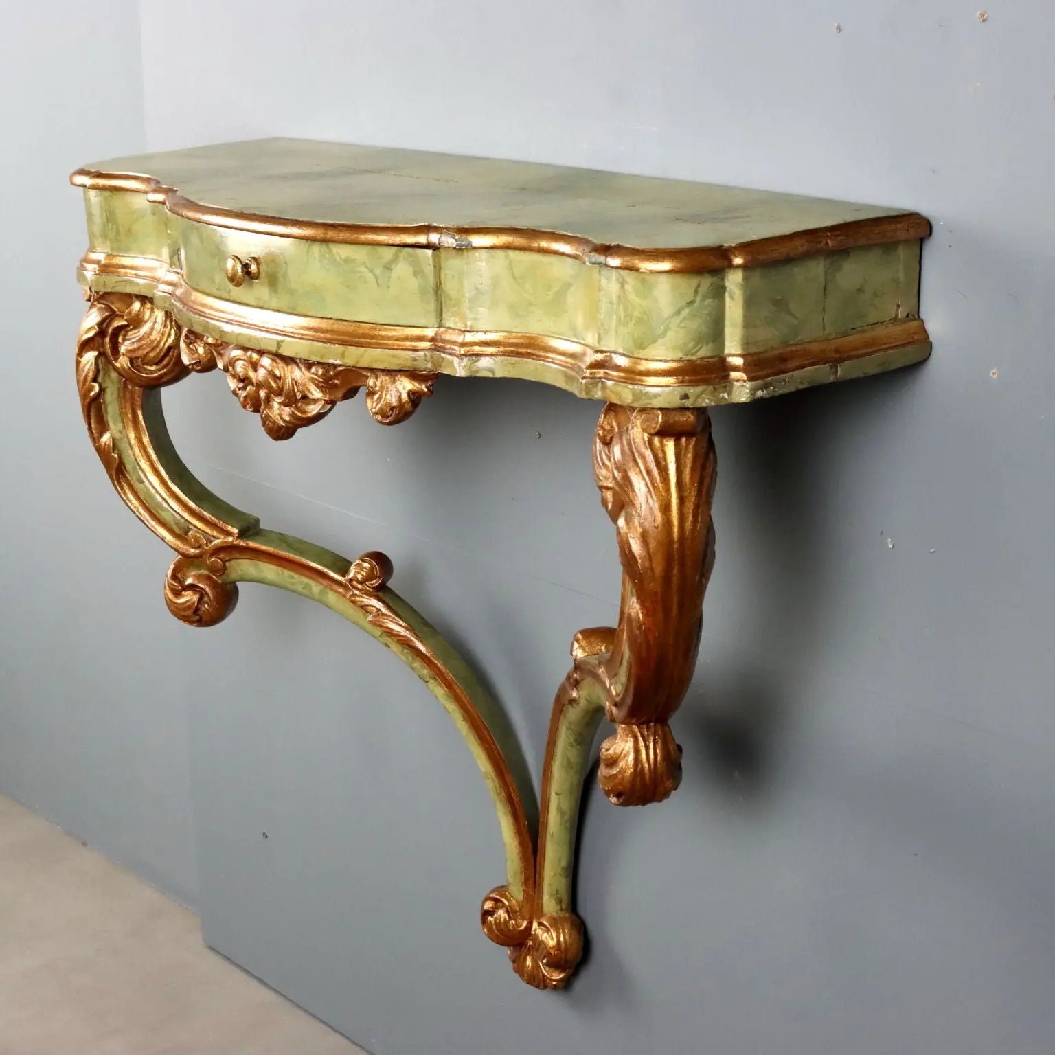 Drop-Leaf Console in Carved Wood, Italy 19th Century