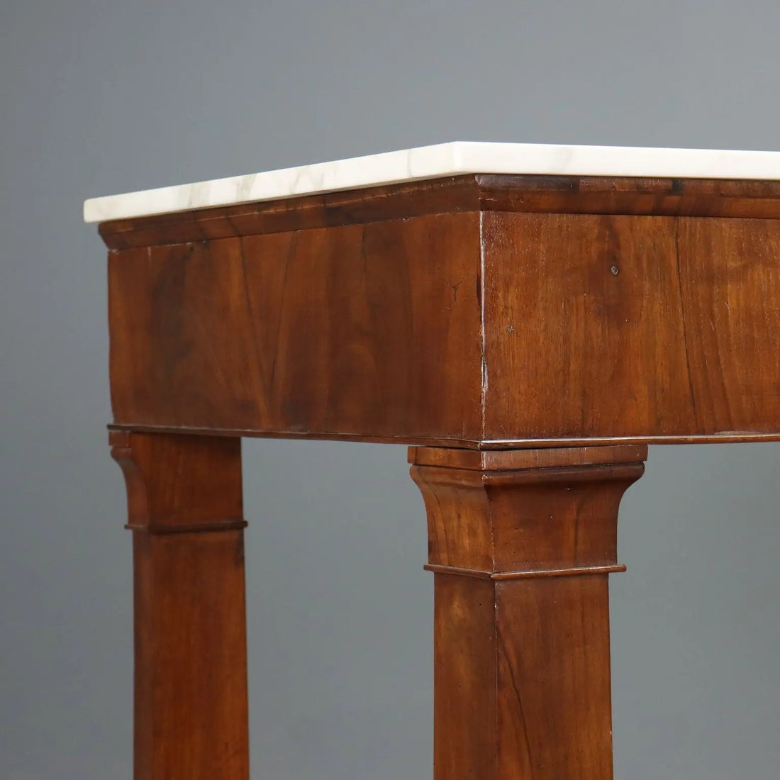 Antique Console Empire Poplar Walnut Feather Italy XIX Century
