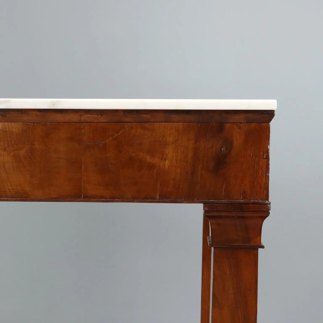 Antique Console Empire Poplar Walnut Feather Italy XIX Century