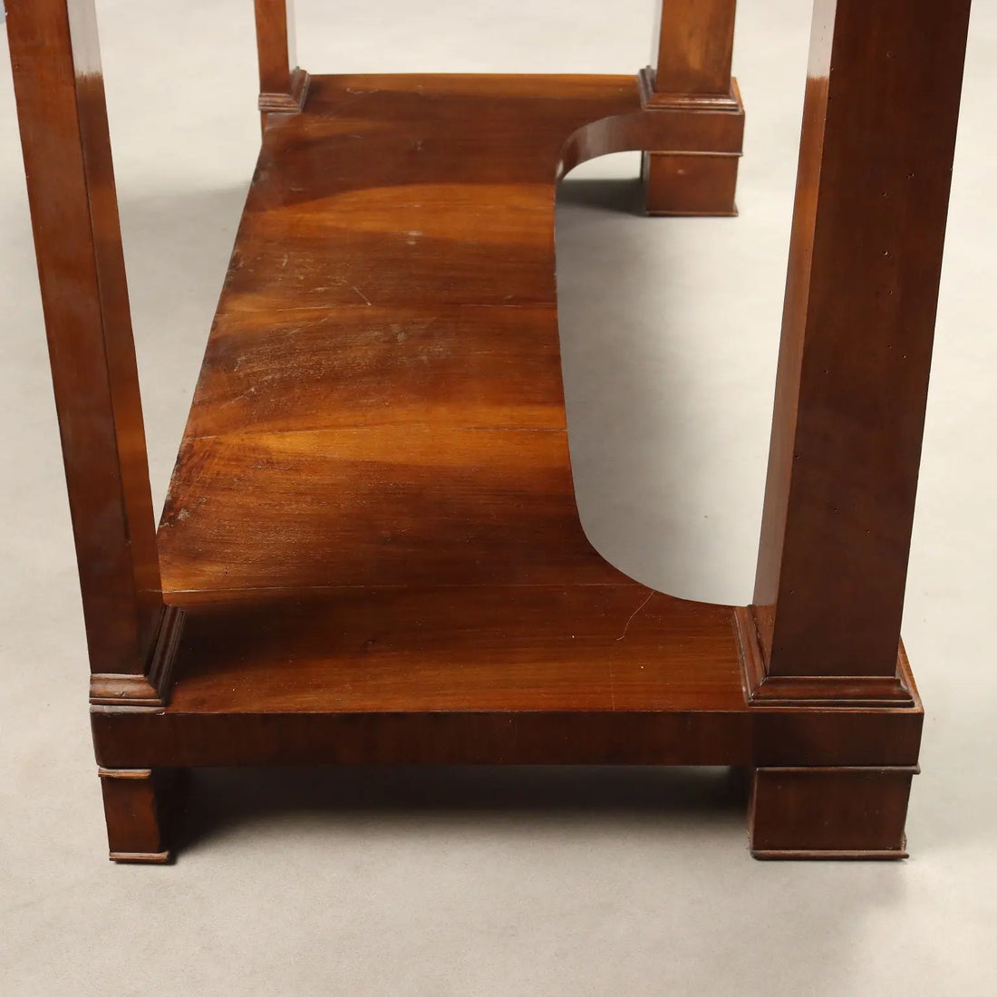 Antique Console Empire Poplar Walnut Feather Italy XIX Century