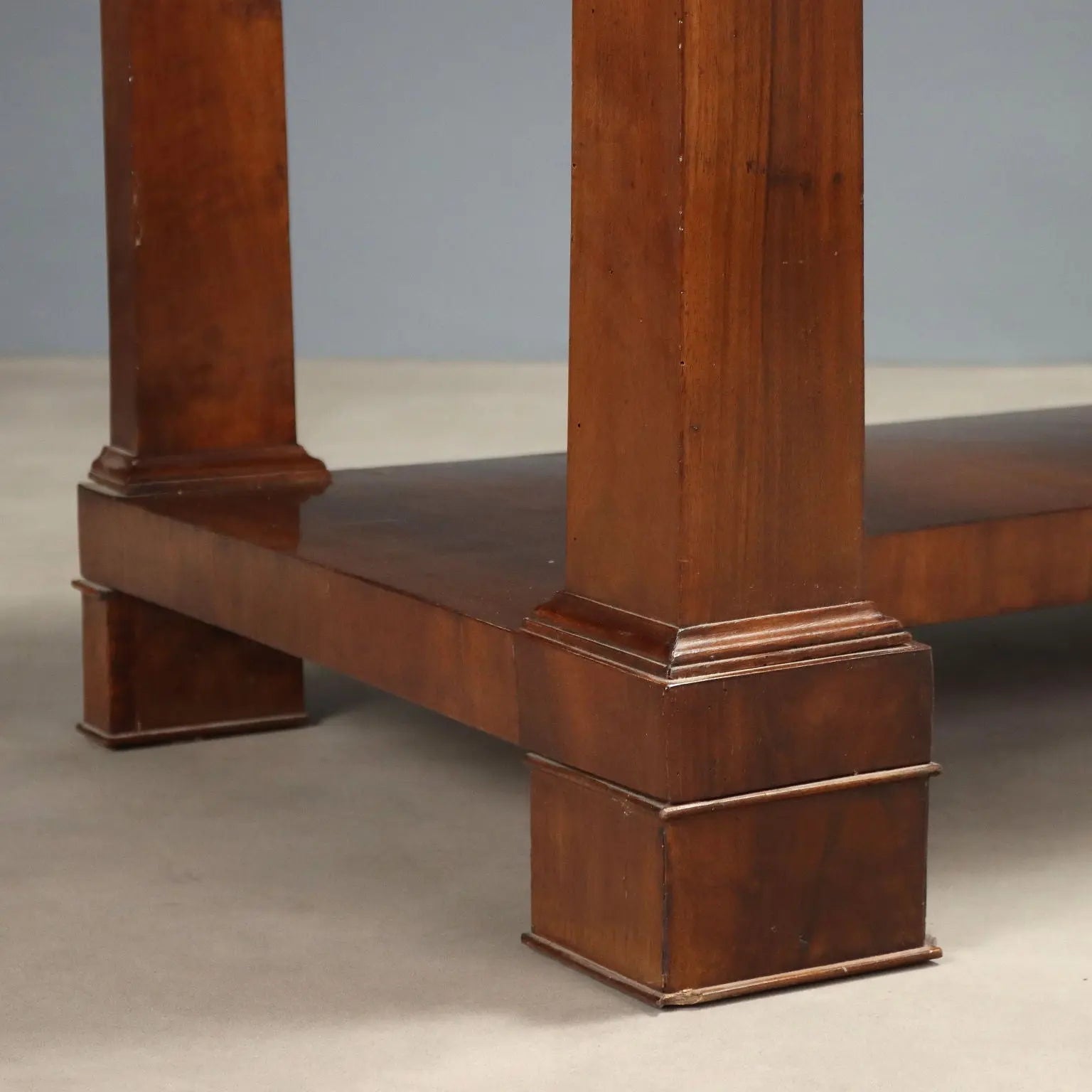 Antique Console Empire Poplar Walnut Feather Italy XIX Century