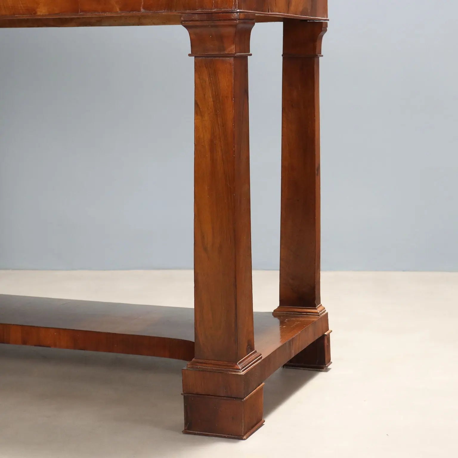 Antique Console Empire Poplar Walnut Feather Italy XIX Century