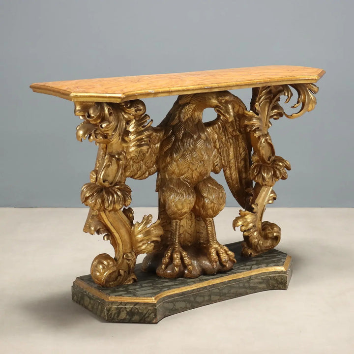 Antique Baroque Console Gilded Wood Italy XVIII Century