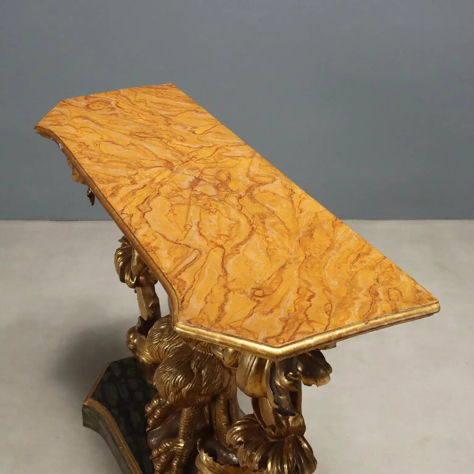 Antique Baroque Console Gilded Wood Italy XVIII Century