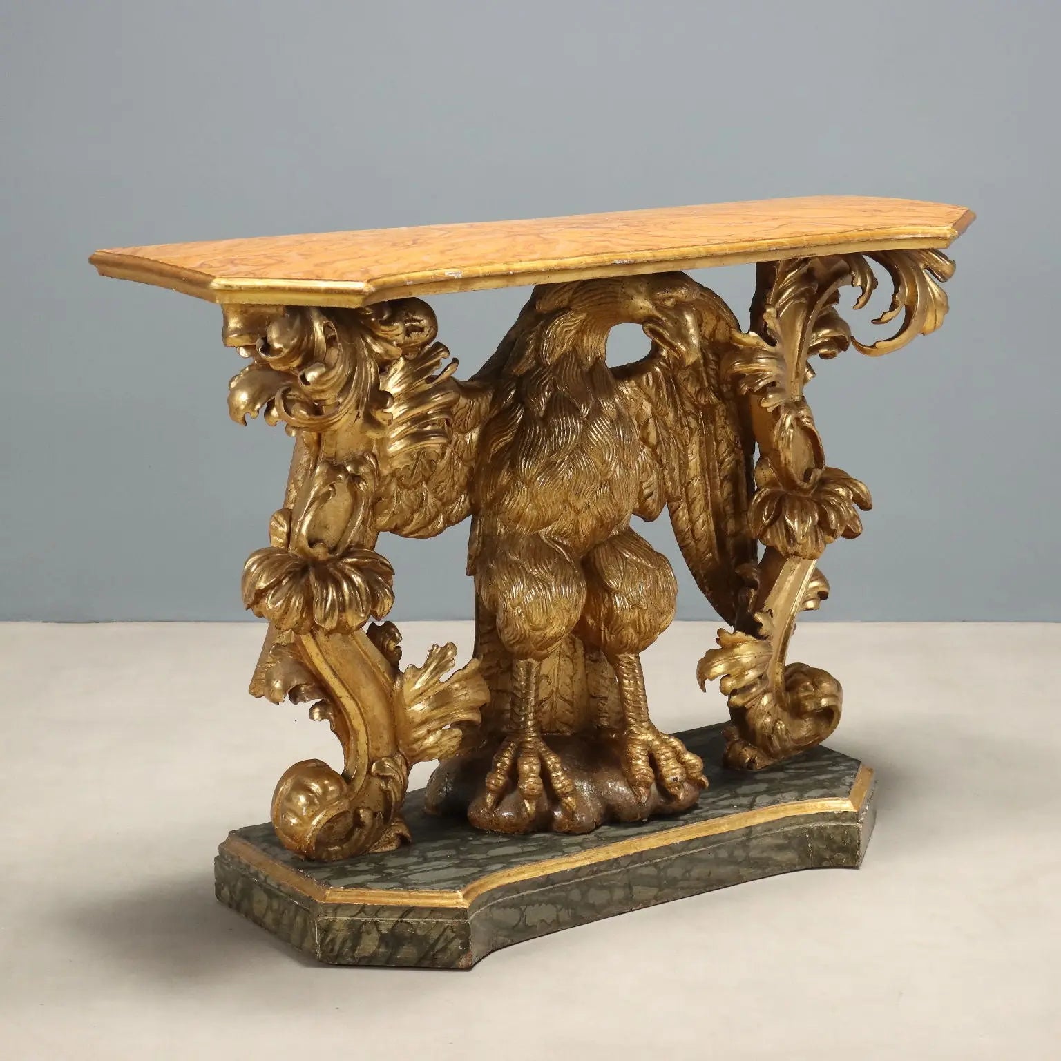 Antique Baroque Console Gilded Wood Italy XVIII Century