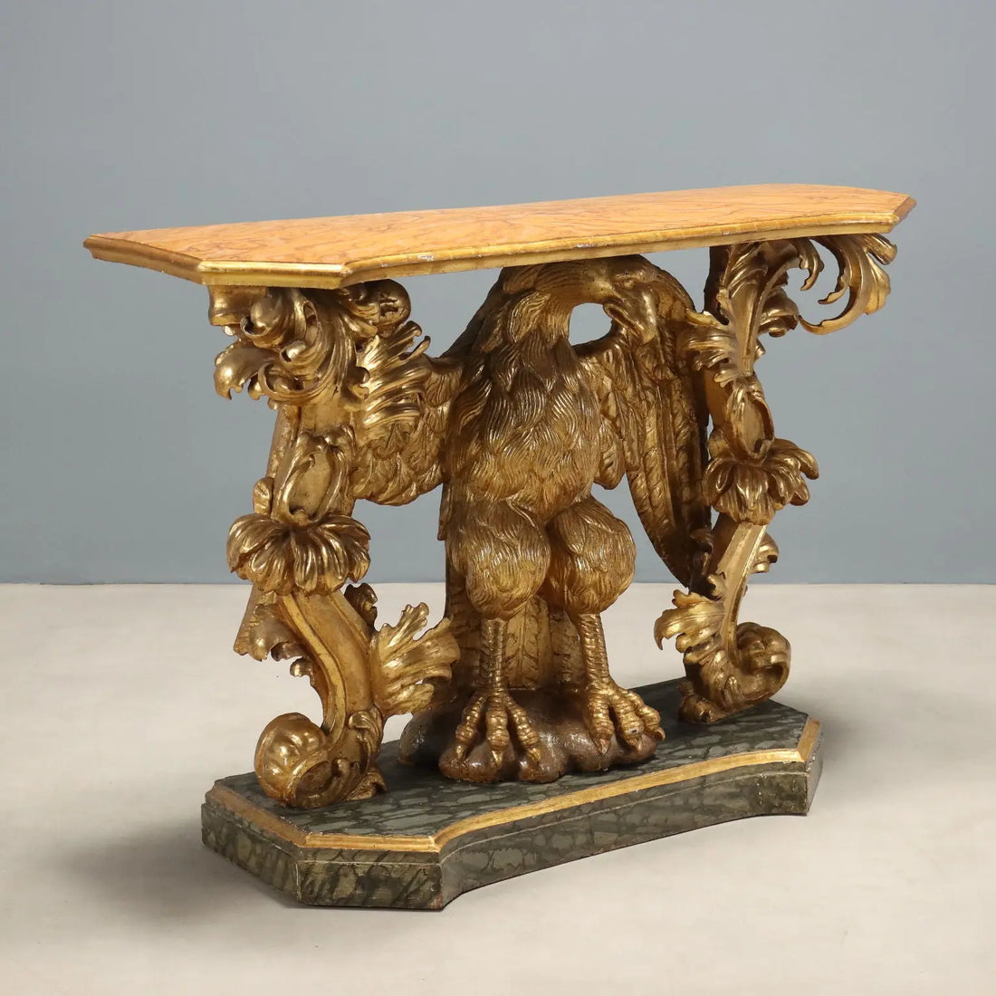 Antique Baroque Console Gilded Wood Italy XVIII Century