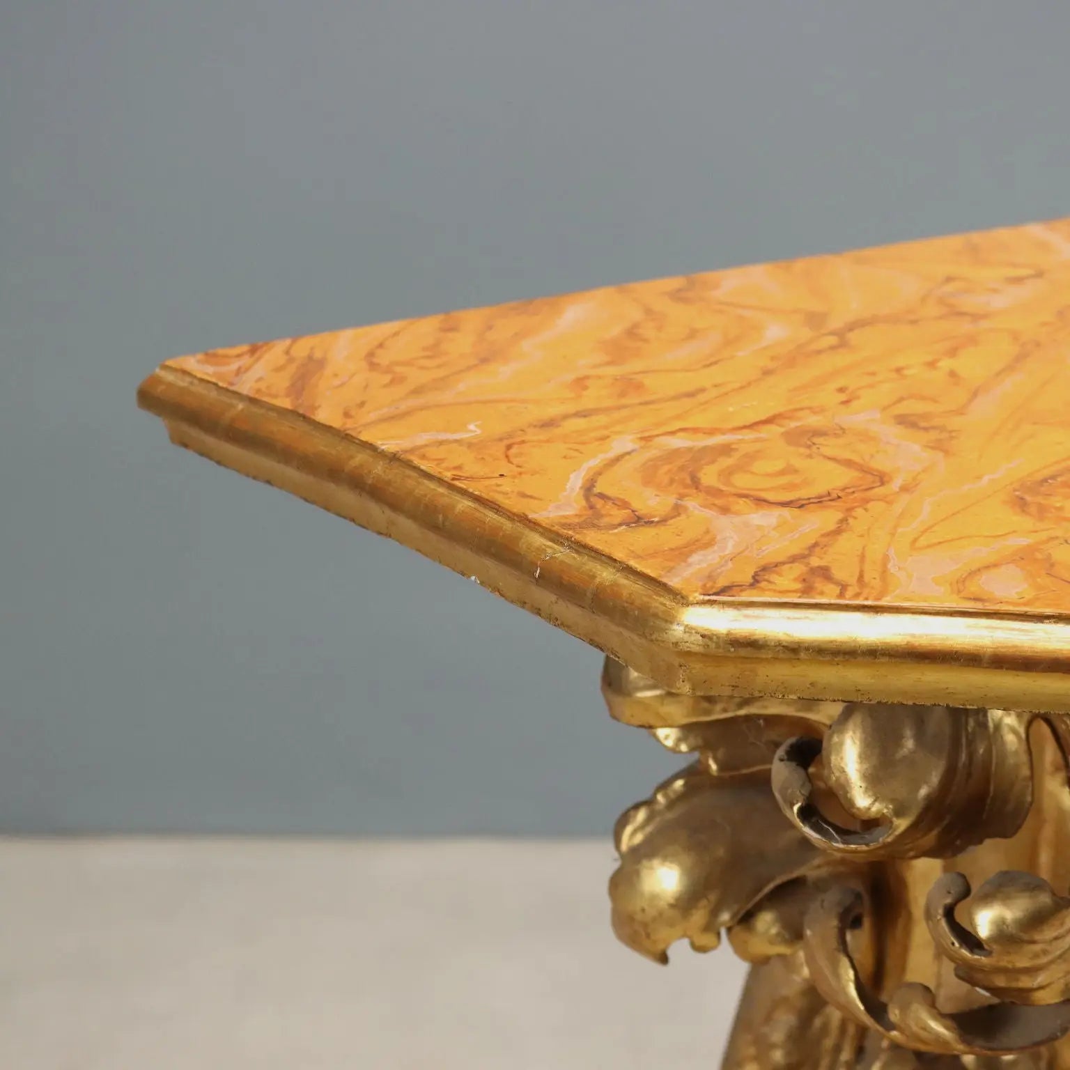 Antique Baroque Console Gilded Wood Italy XVIII Century