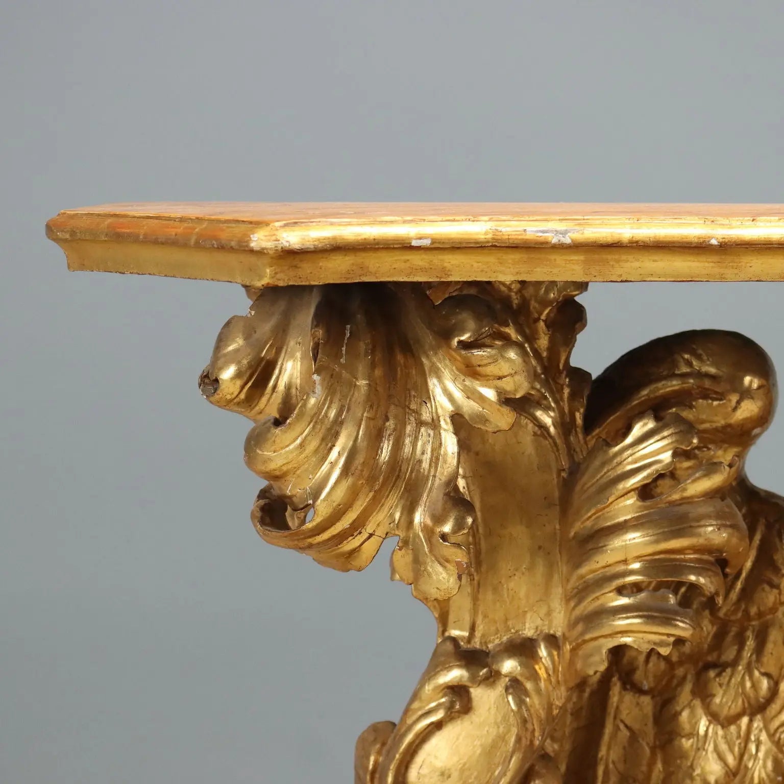 Antique Baroque Console Gilded Wood Italy XVIII Century