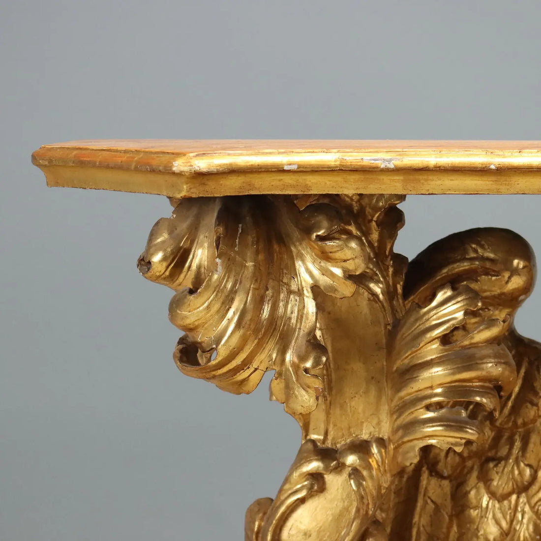 Antique Baroque Console Gilded Wood Italy XVIII Century