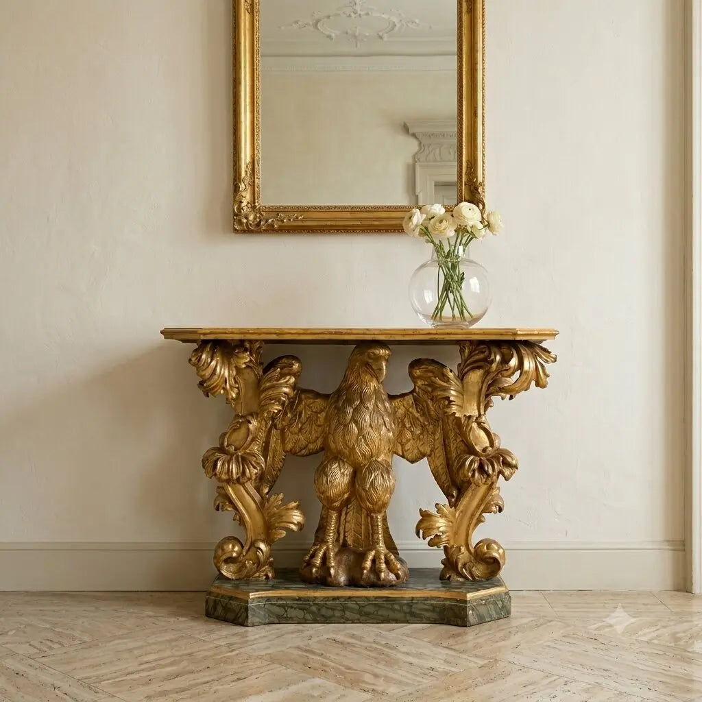 Antique Baroque Console Gilded Wood Italy XVIII Century