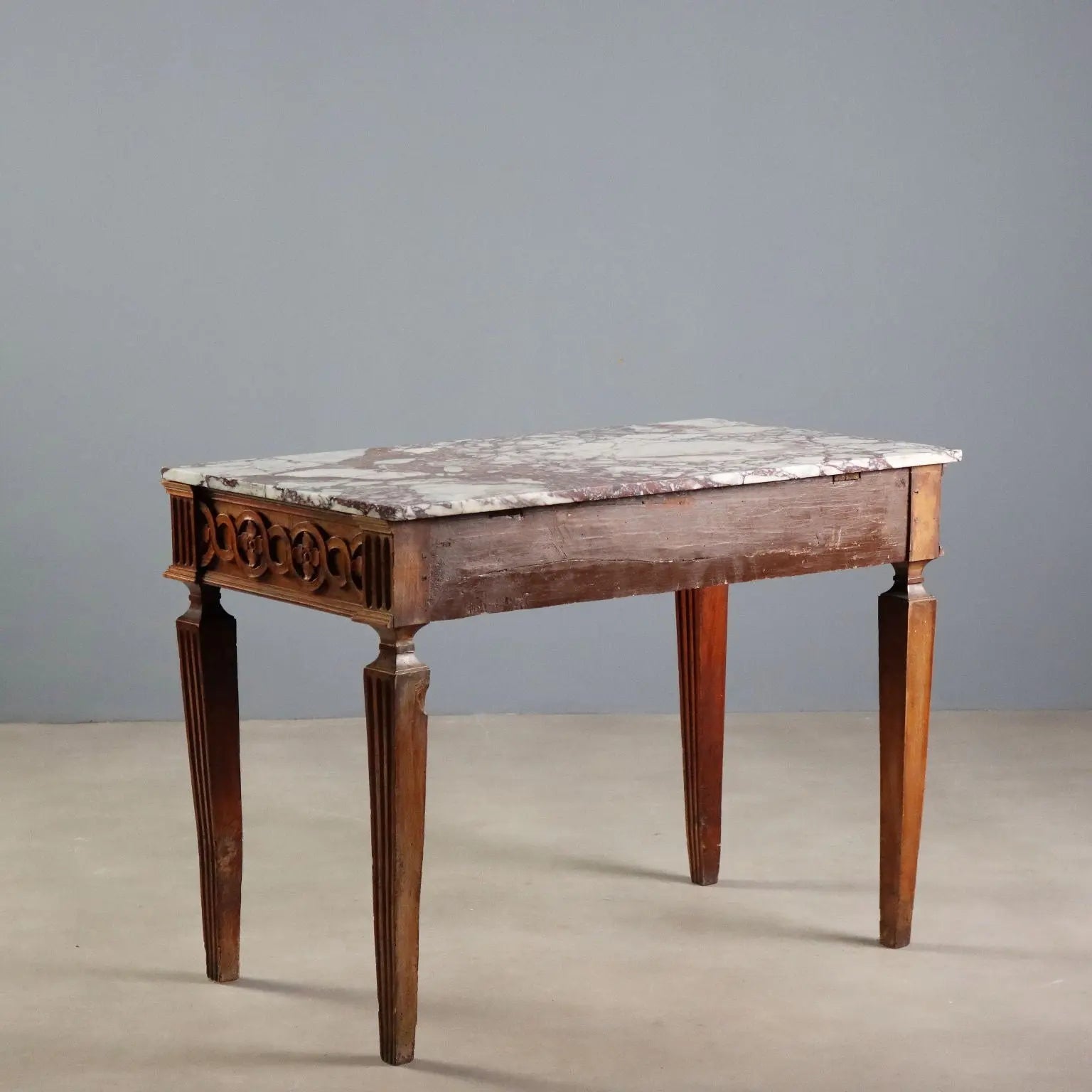 Antique Console Neoclassical Walnut Marble Top XVIII Century