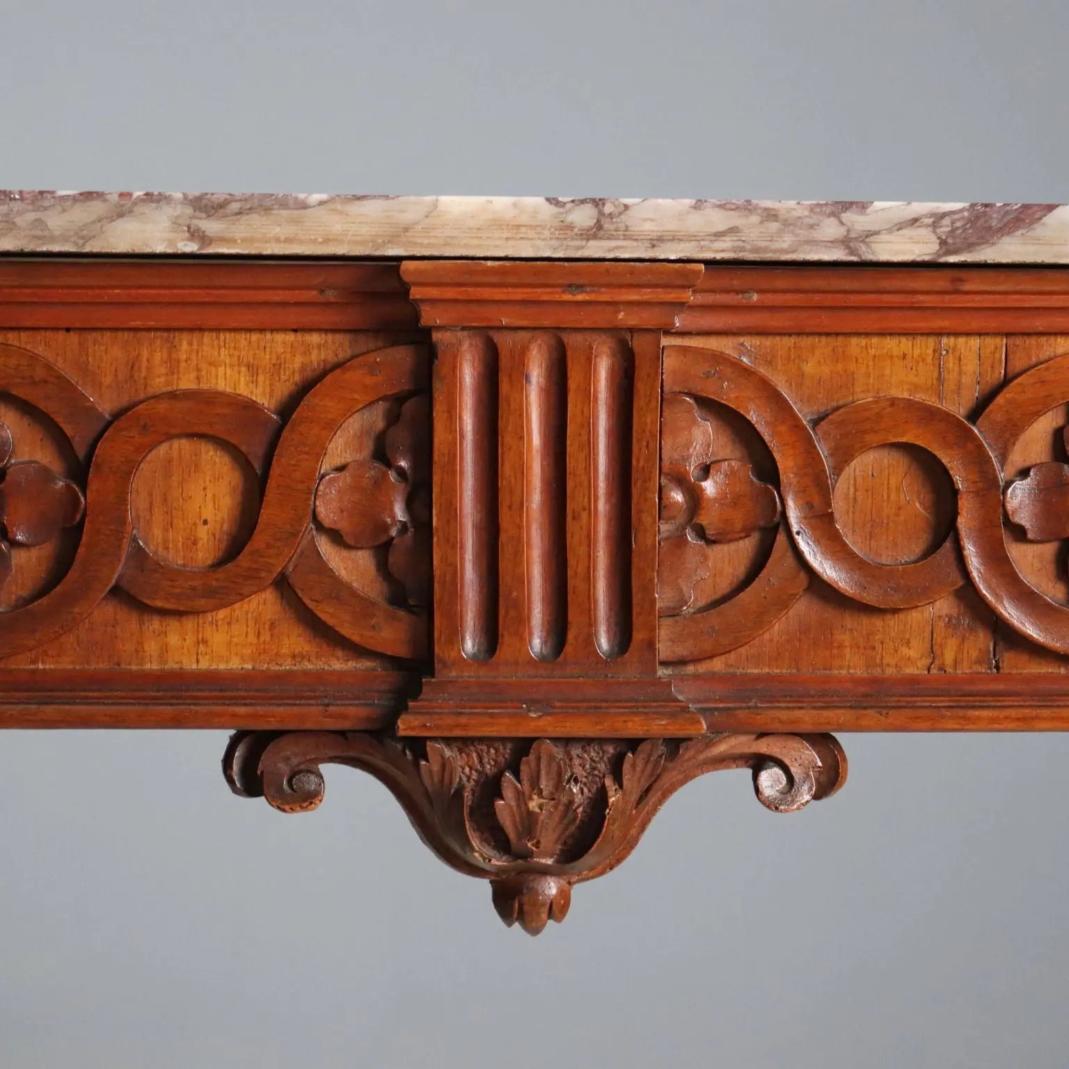 Antique Console Neoclassical Walnut Marble Top XVIII Century