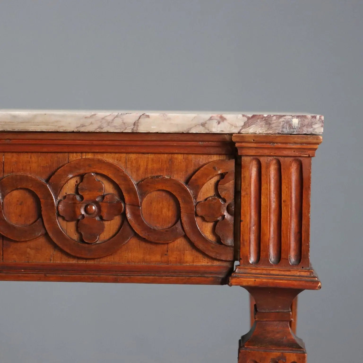 Antique Console Neoclassical Walnut Marble Top XVIII Century