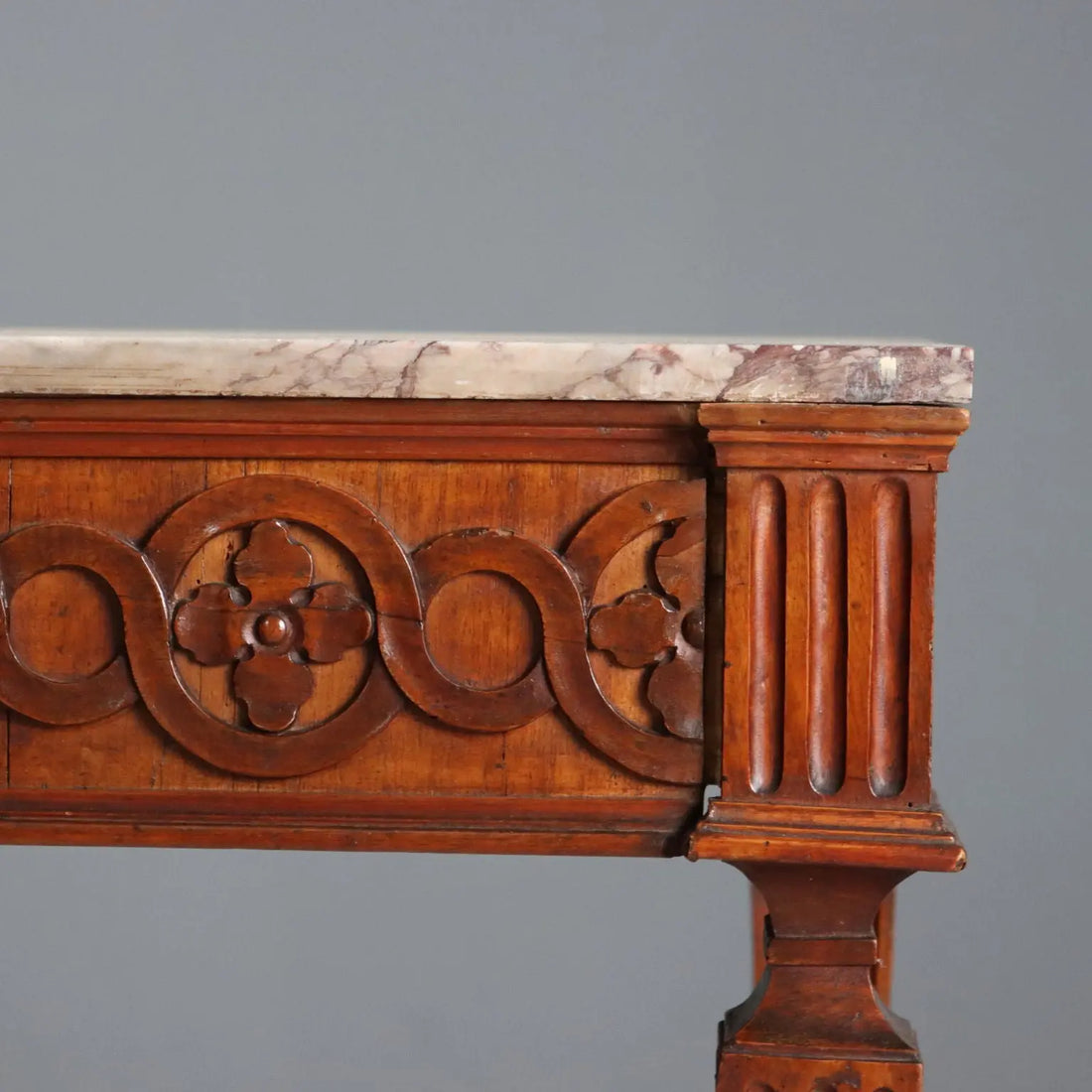 Antique Console Neoclassical Walnut Marble Top XVIII Century