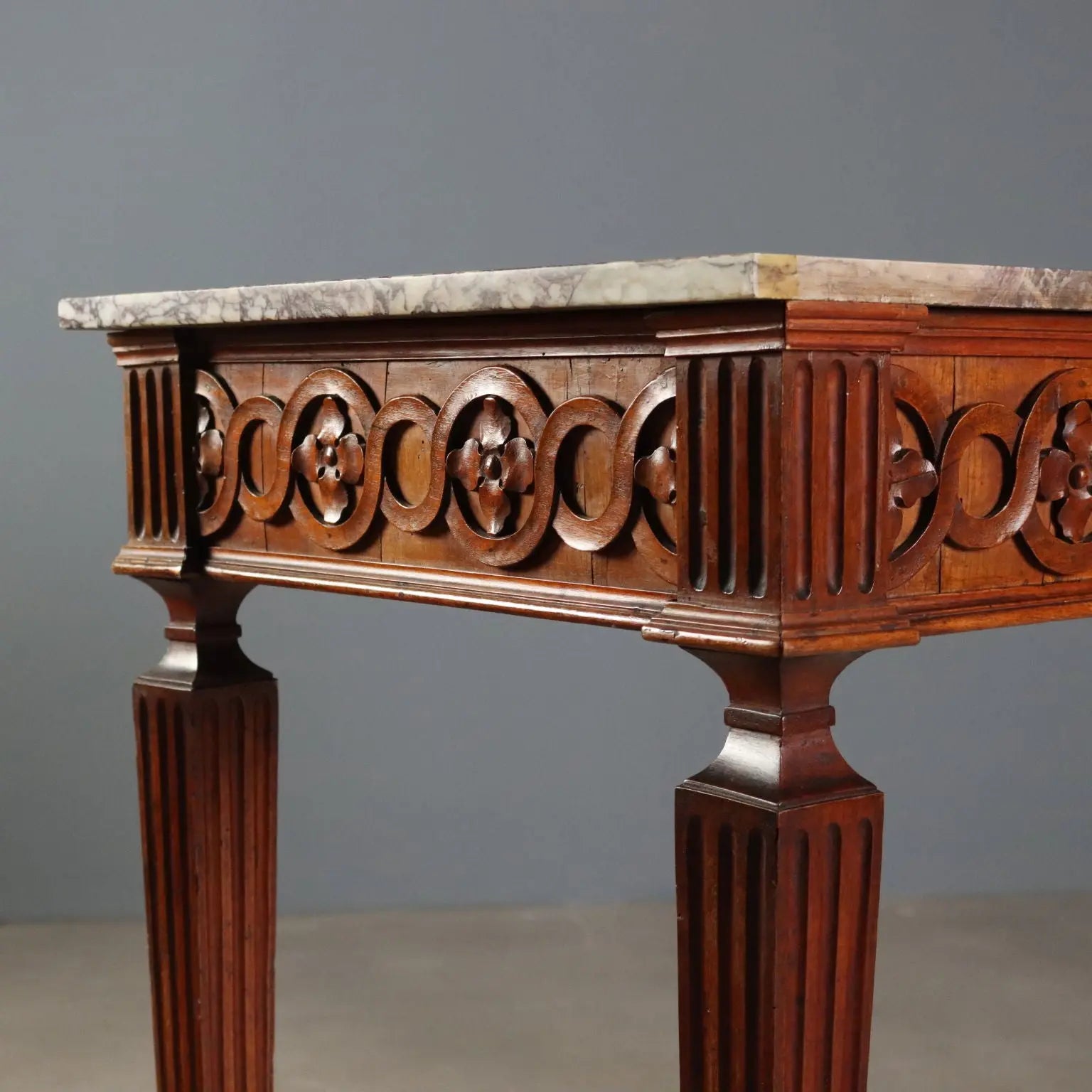 Antique Console Neoclassical Walnut Marble Top XVIII Century