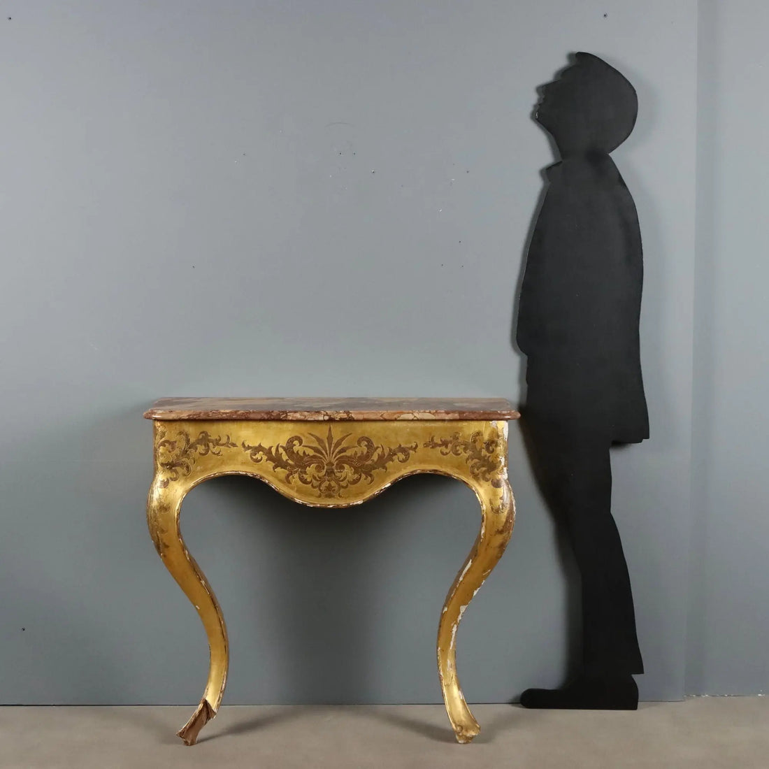 Antique Console Gilded Wood Marble Top Italy XIX Century