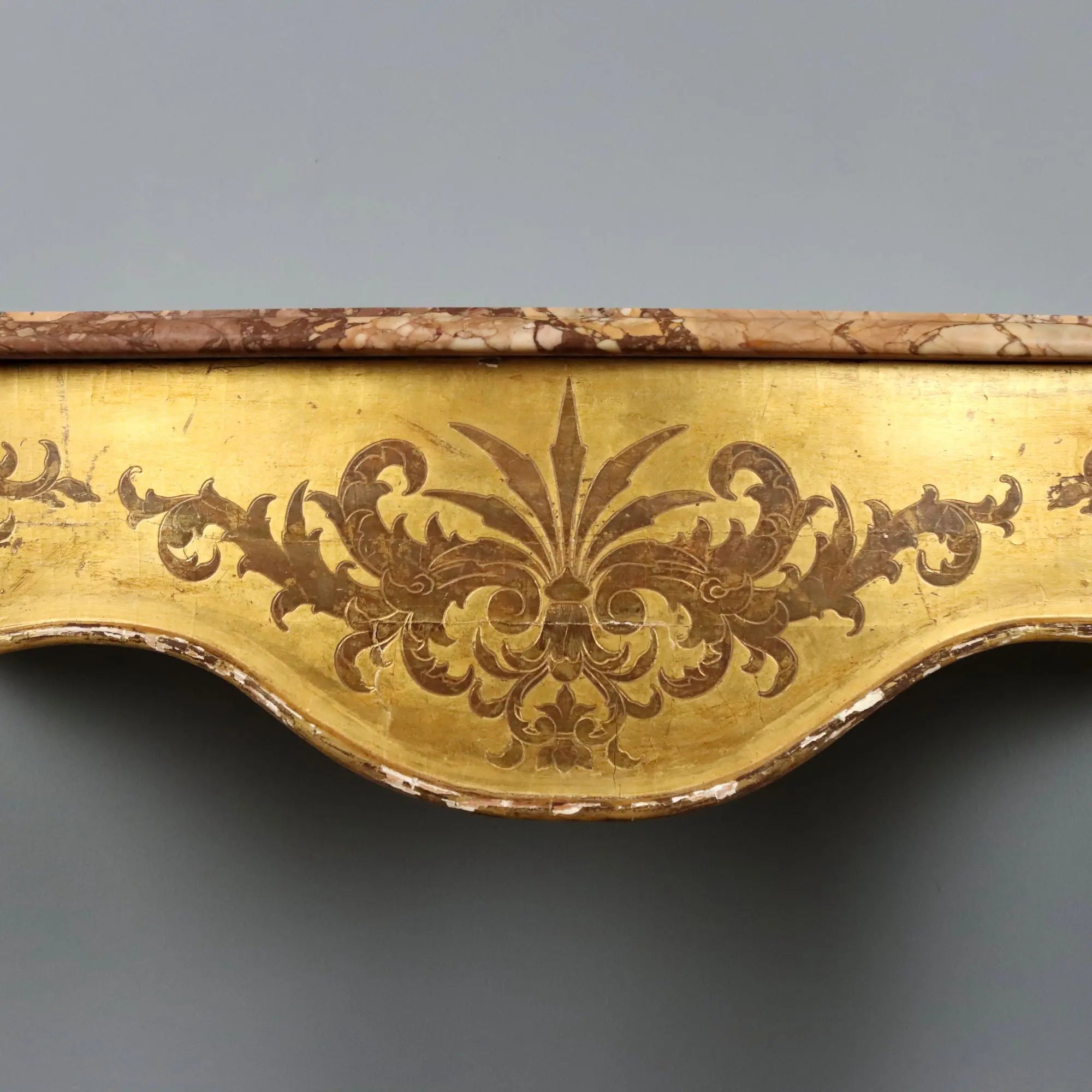 Antique Console Gilded Wood Marble Top Italy XIX Century