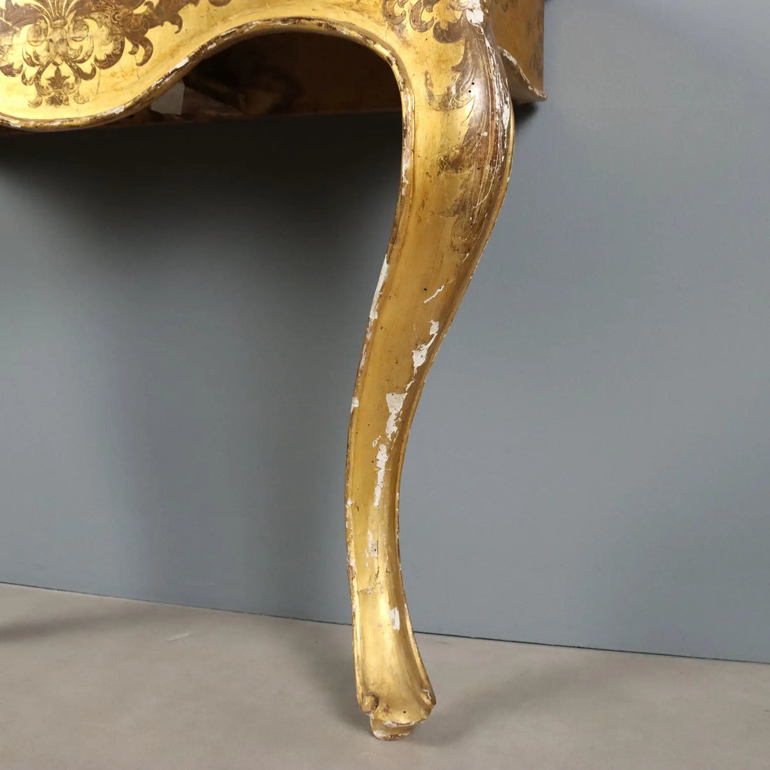 Antique Console Gilded Wood Marble Top Italy XIX Century