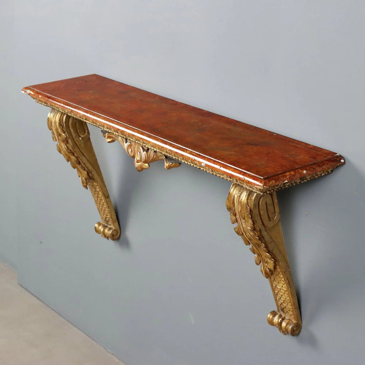 Antique Console Carved Gilded Wood Italy XIX Century