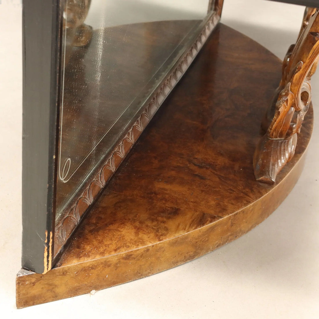 Antique Console with Mirror Walnut Green Marble Italy XX Century
