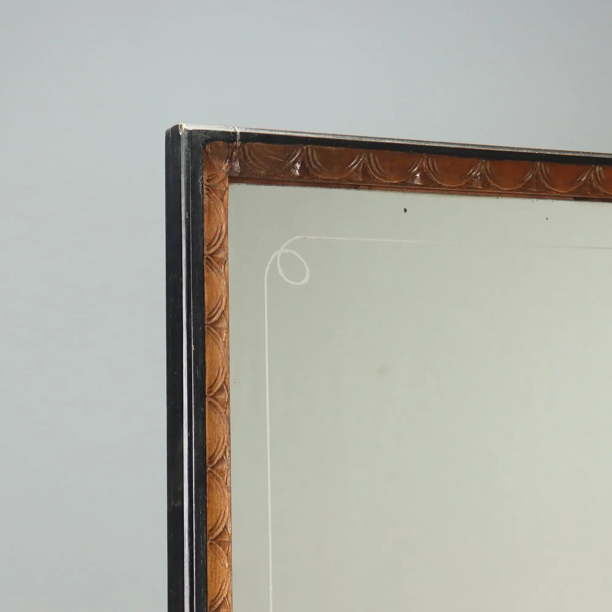 Antique Console with Mirror Walnut Green Marble Italy XX Century
