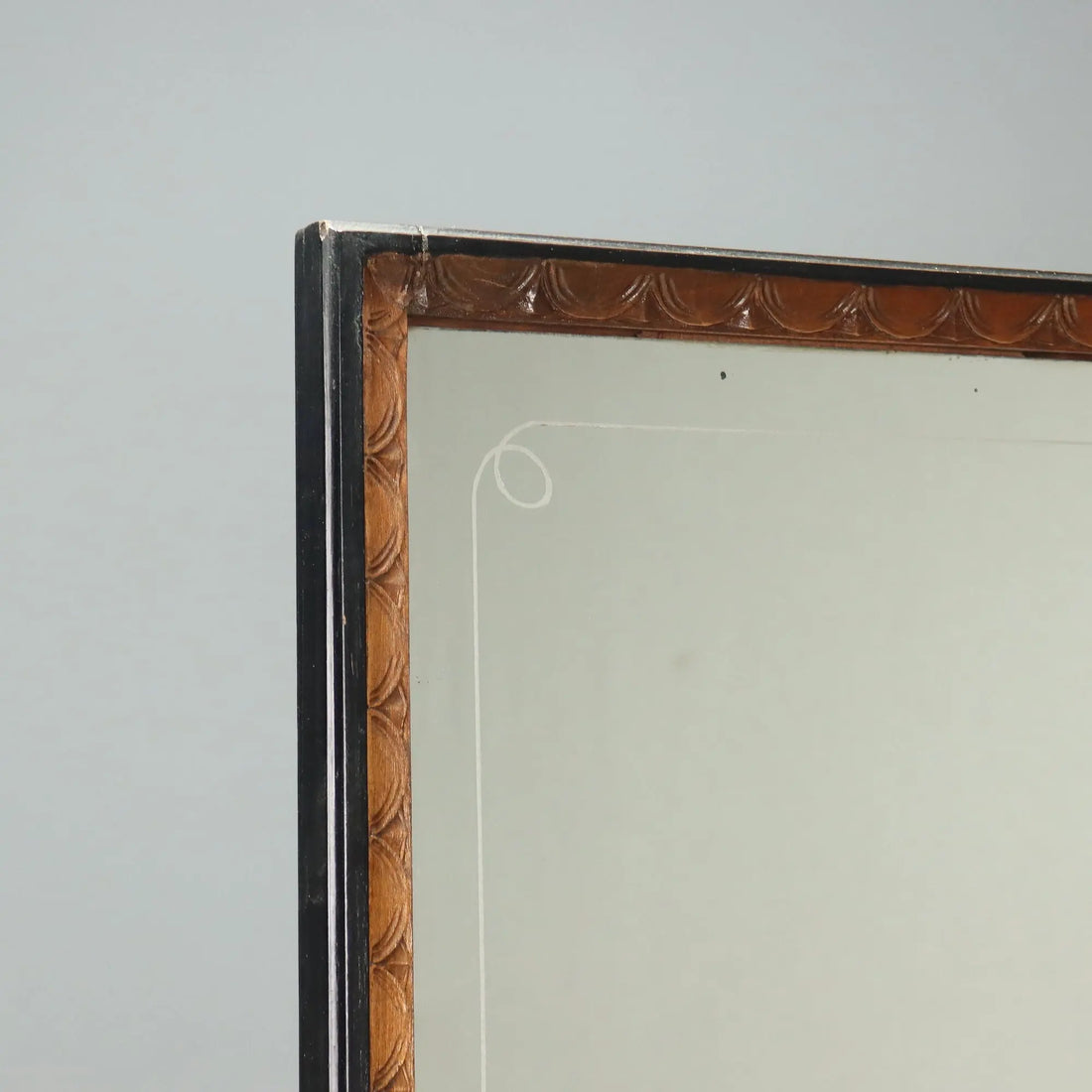 Antique Console with Mirror Walnut Green Marble Italy XX Century