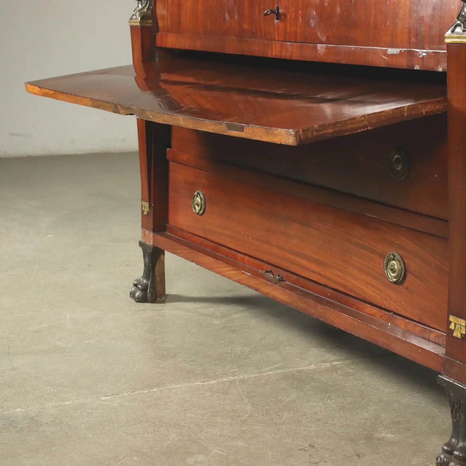 Antique Empire Desk Mahogany Chestnut Italy XIX Century