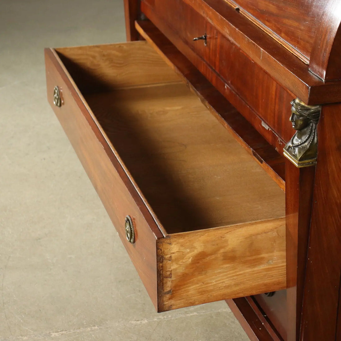 Antique Empire Desk Mahogany Chestnut Italy XIX Century