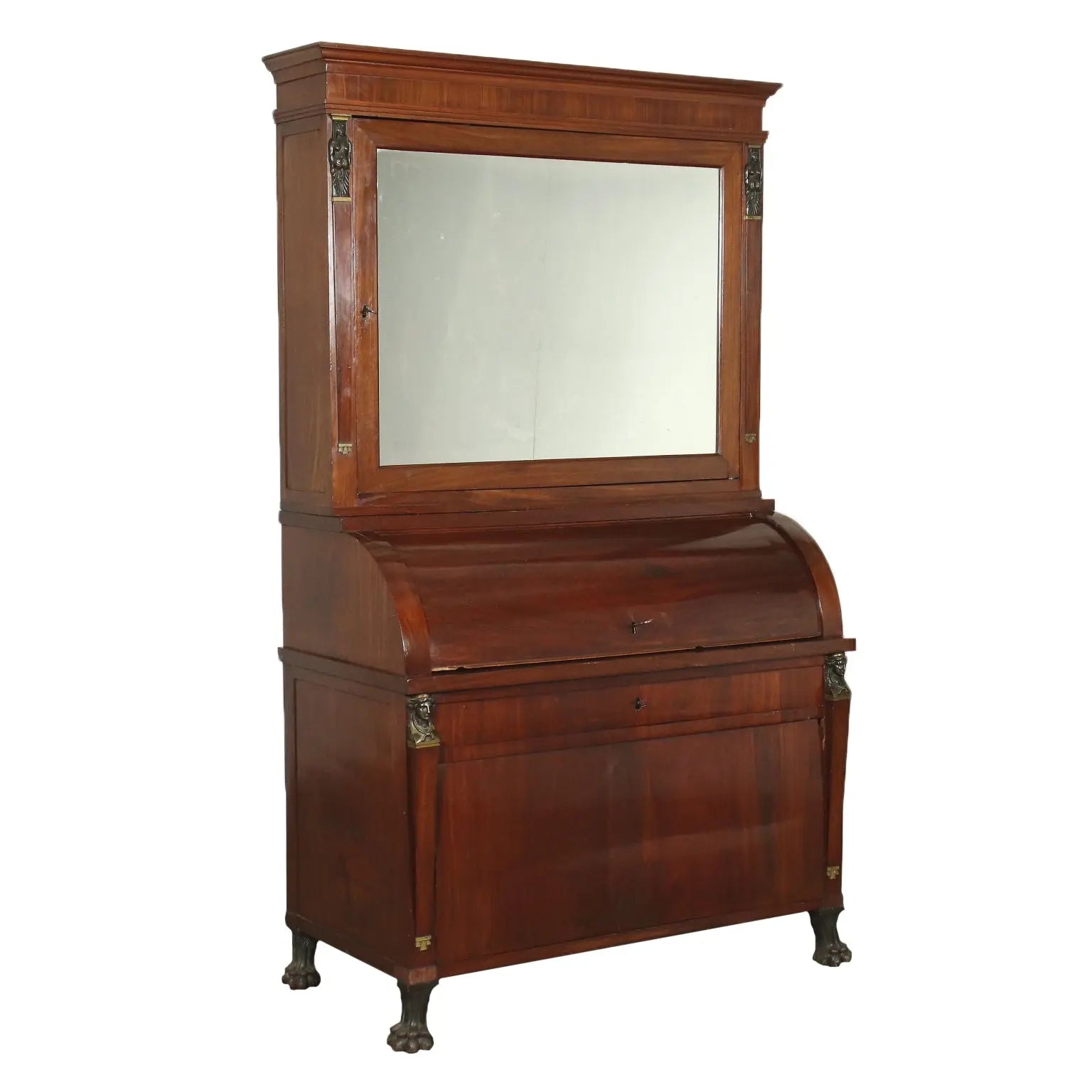 Antique Empire Desk Mahogany Chestnut Italy XIX Century