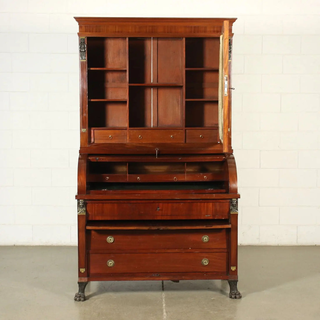 Antique Empire Desk Mahogany Chestnut Italy XIX Century