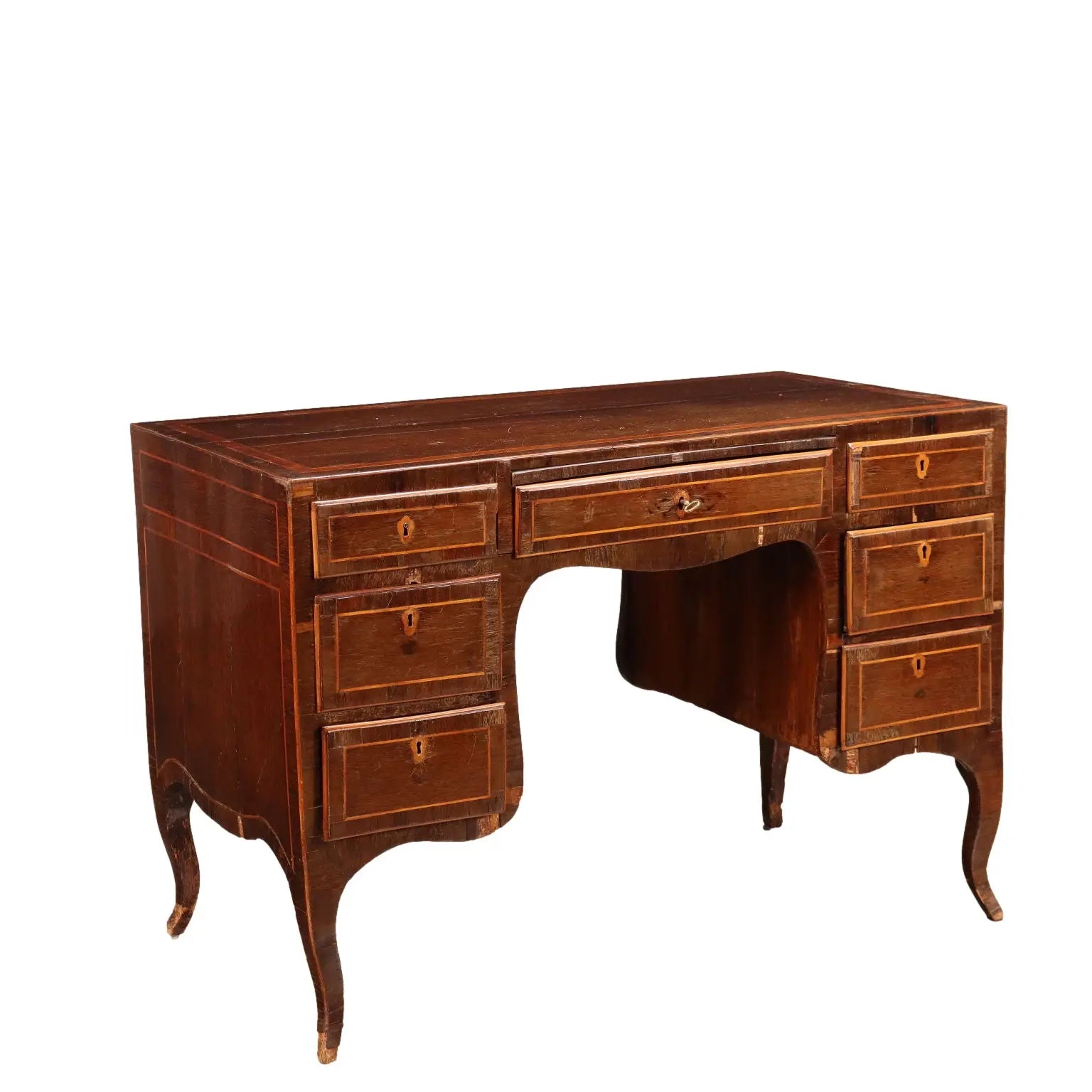 Ancient Neoclassical Writing Desk '700 Exotic Wood Veneer Silver Fir - Italy, Third Quarter of the XVIII Century | Antiques | Desks & Writing Desks