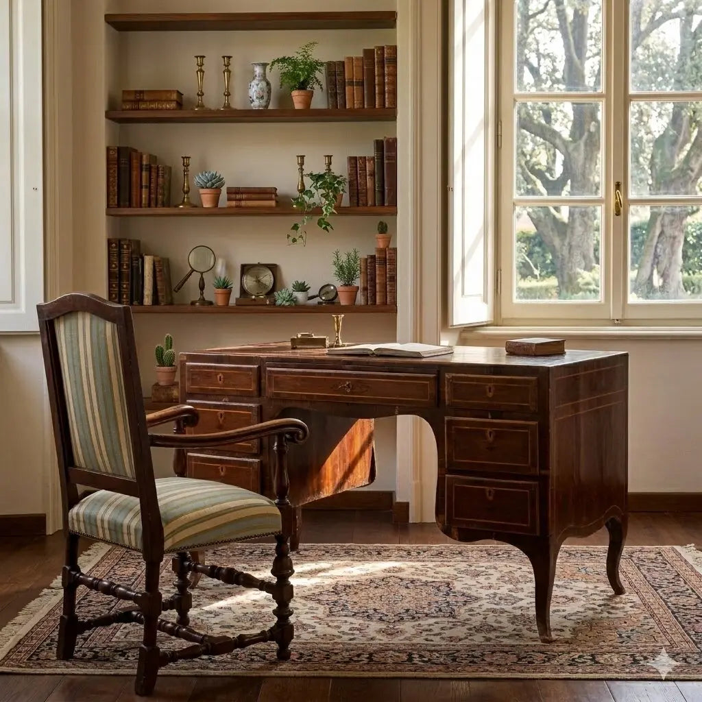 Ancient Neoclassical Writing Desk '700 Exotic Wood Veneer Silver Fir - Italy, Third Quarter of the XVIII Century | Antiques | Desks & Writing Desks