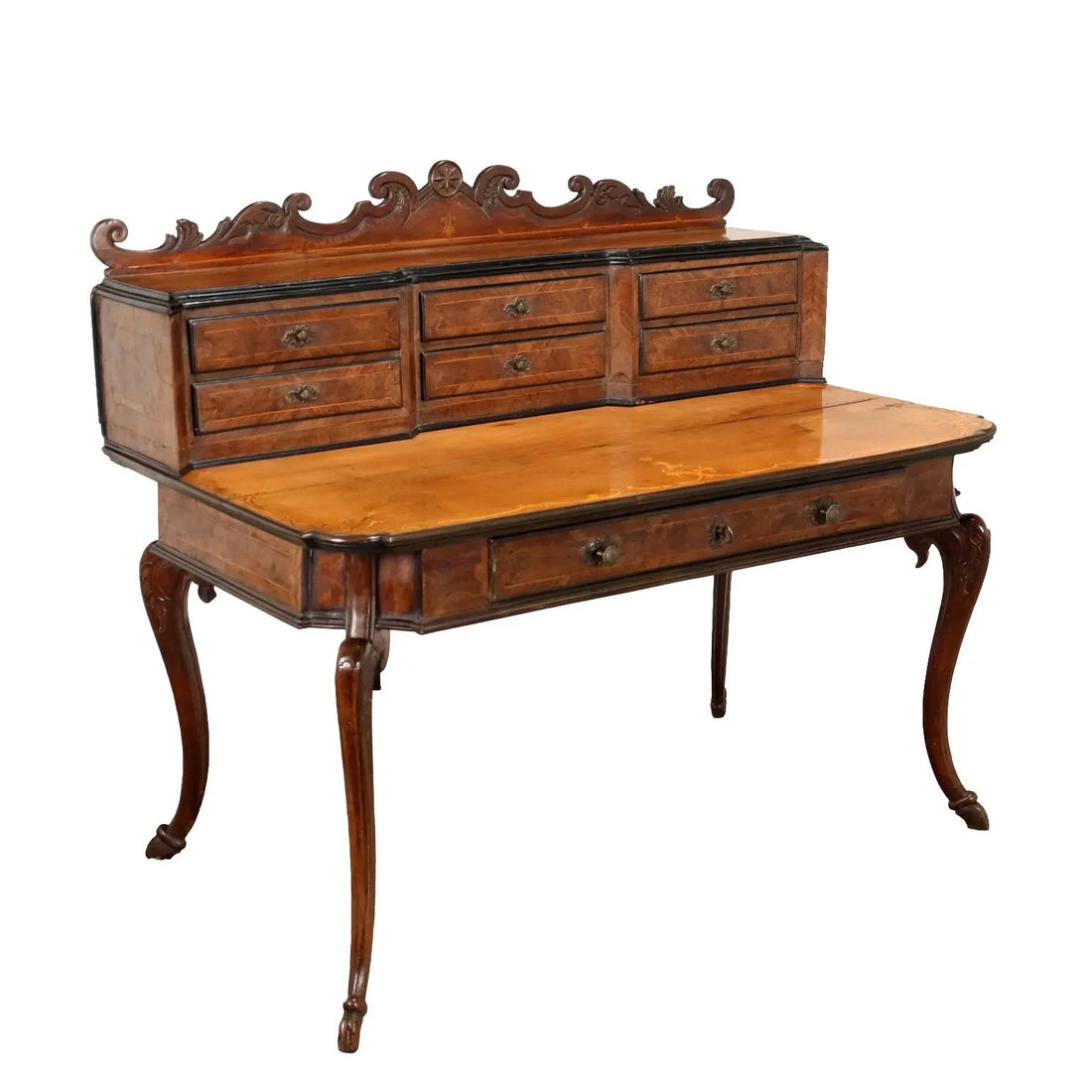 Lombard Barocchetto Desk in Walnut Burl