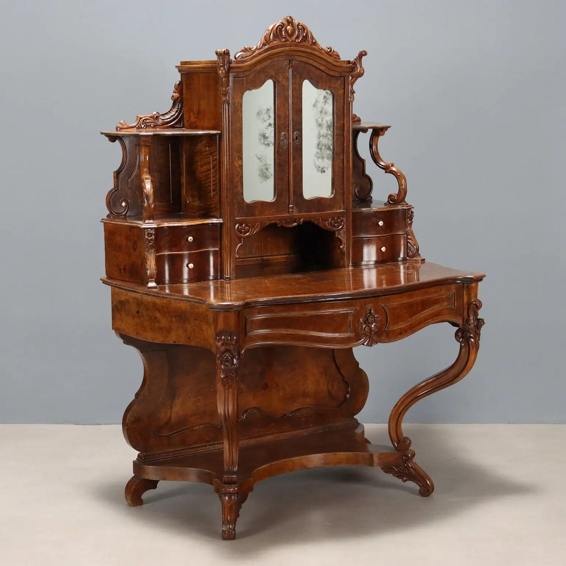 Antique Writing Desk Walnut Louis Philippe 5 Drawers XIX Century - Italy, XIX Century | Antiques | Desks & Writing Desks