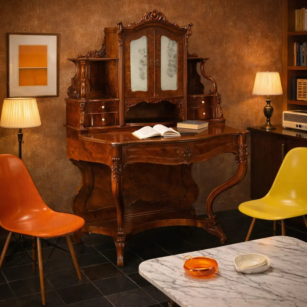 Antique Writing Desk Walnut Louis Philippe 5 Drawers XIX Century - Italy, XIX Century | Antiques | Desks & Writing Desks