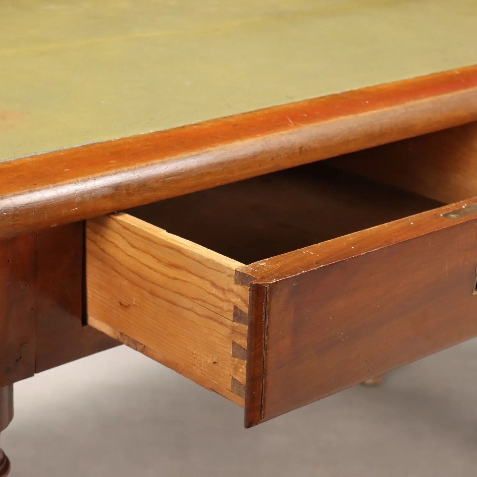 Antique Desk Walnut Green Leather Drawers Italy XIX Century - Piedmont, XIX Century | Antiques | Desks & Writing Desks