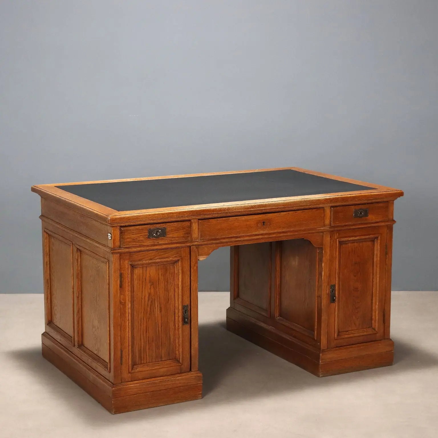 Antique Writing Desk Oak Leather 3 Drawers Italy XIX Century - Italy, Early XIX Century | Antiques | Desks & Writing Desks