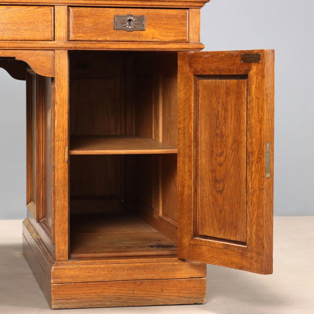 Antique Writing Desk Oak Leather 3 Drawers Italy XIX Century - Italy, Early XIX Century | Antiques | Desks & Writing Desks