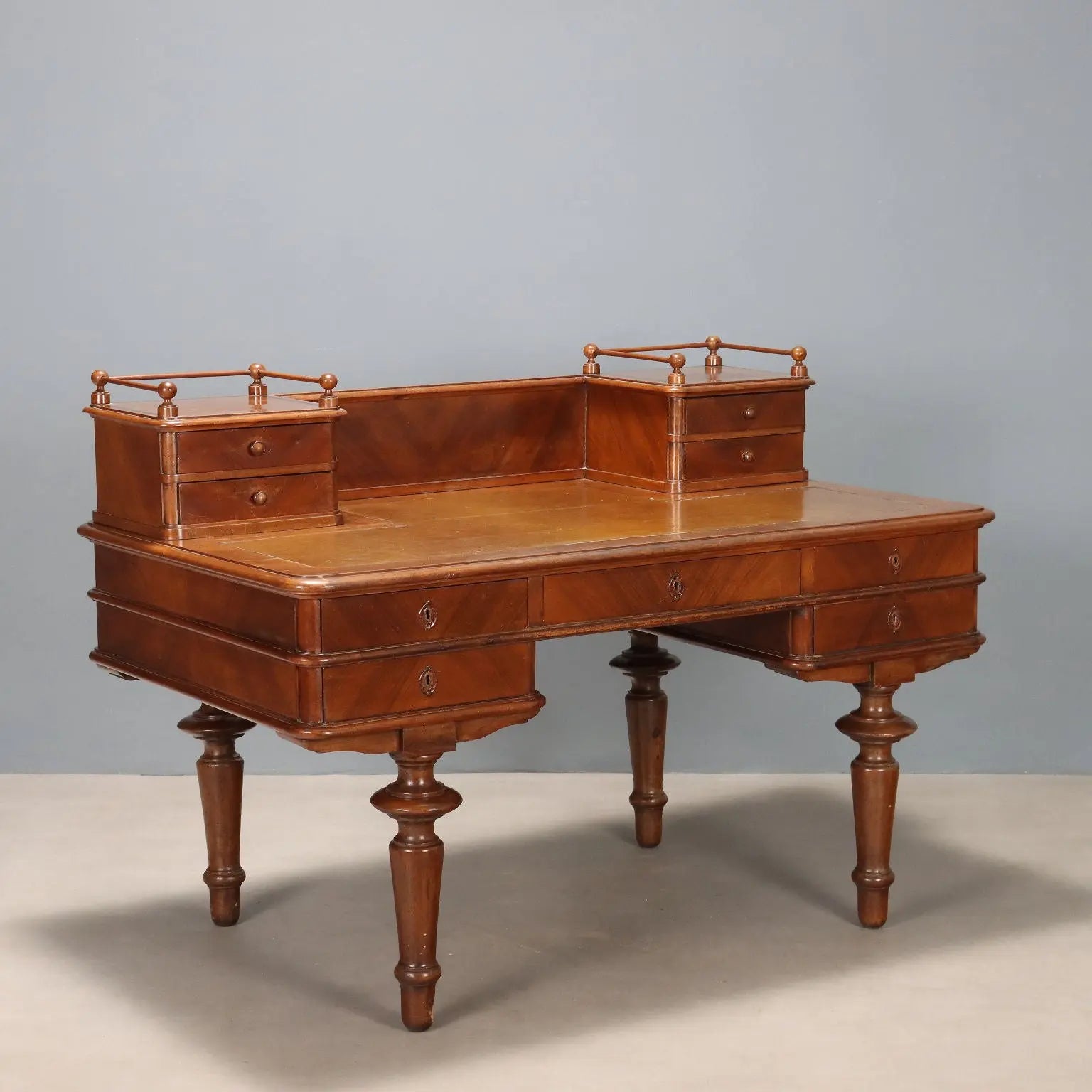 Antique Desk Walnut Leather Insert Drawers Italy Late XIX Century - Italy, Late XIX Century | Antiques | Desks & Writing Desks