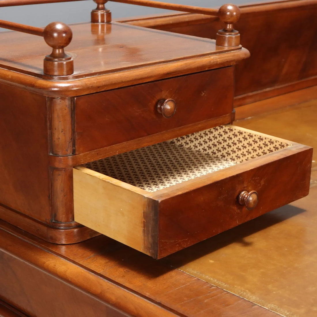 Antique Desk Walnut Leather Insert Drawers Italy Late XIX Century - Italy, Late XIX Century | Antiques | Desks & Writing Desks