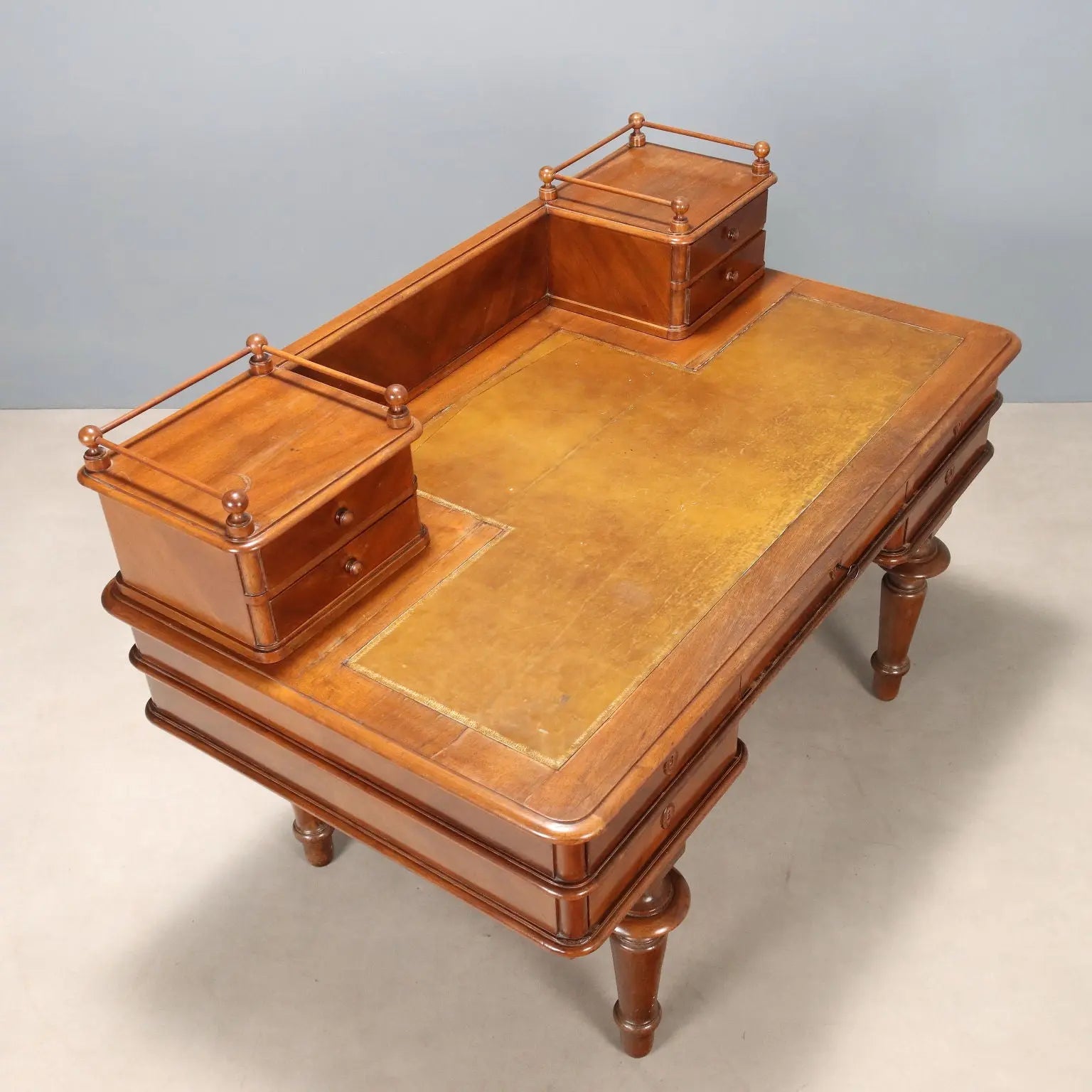Antique Desk Walnut Leather Insert Drawers Italy Late XIX Century - Italy, Late XIX Century | Antiques | Desks & Writing Desks